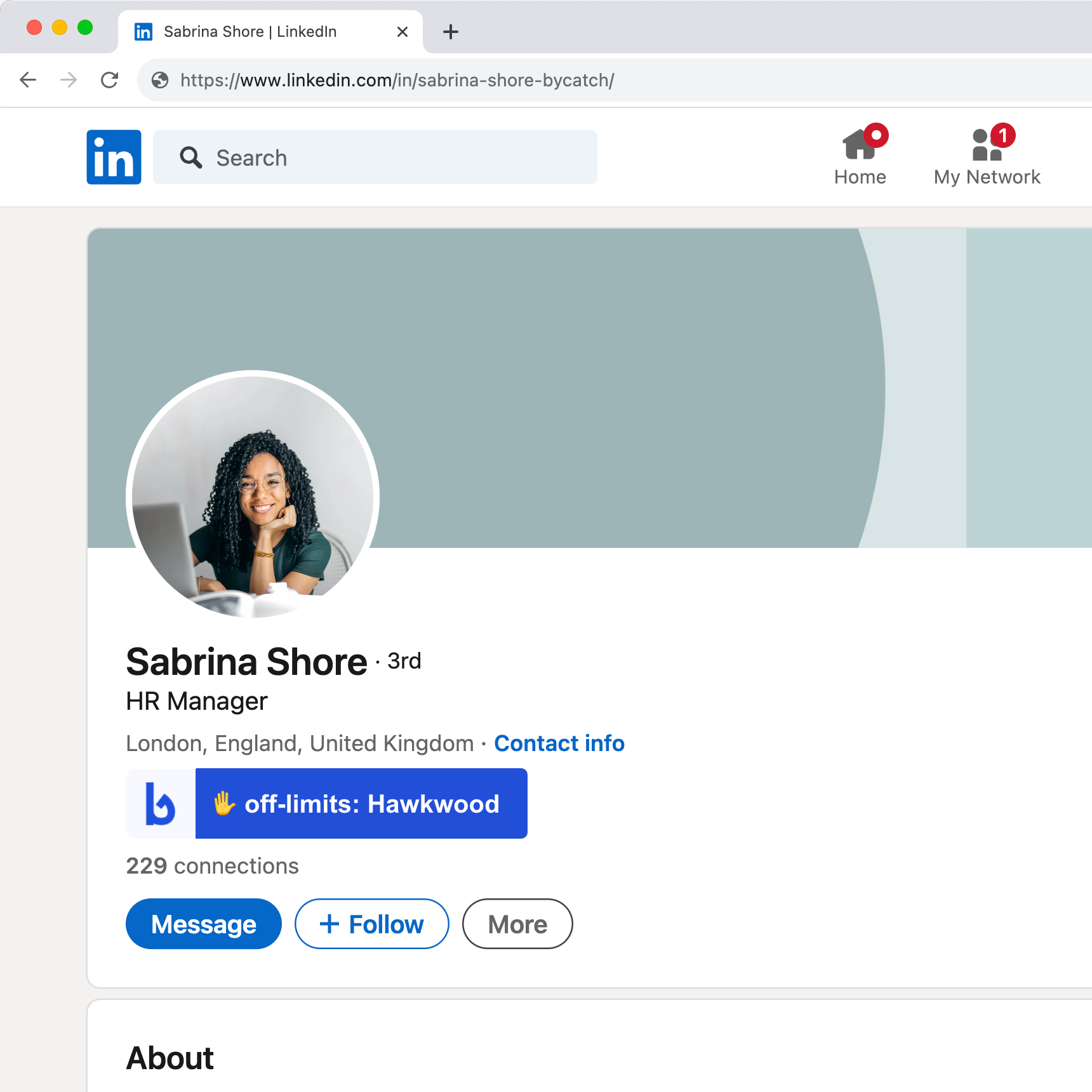 Bycatch works for client button shown on LinkedIn